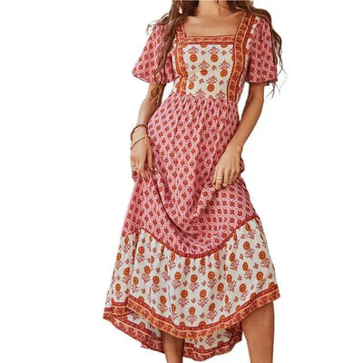 Bohemian Maxi Jurk met Vierkante Hals - Bayuna - 3